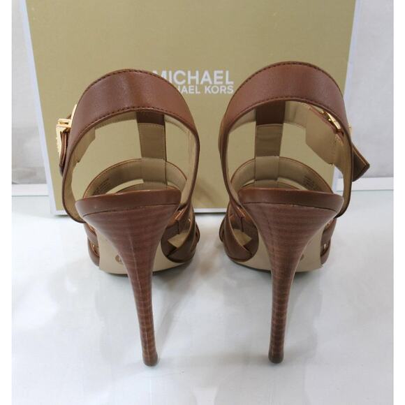Michael Kors Jagger High Heel Stiletto Strappy Sandal Leather Luggage Size 7 - Picture 6 of 7